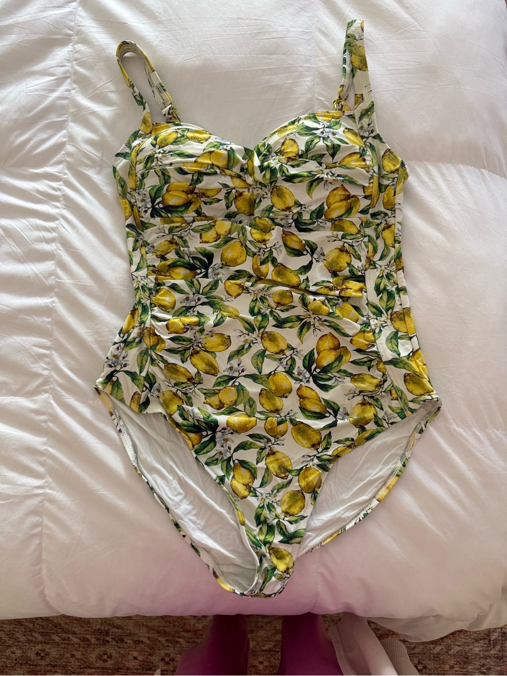 Nip Tuck Women's Lemon Print One-Piece Swimsuit - Yellow/White